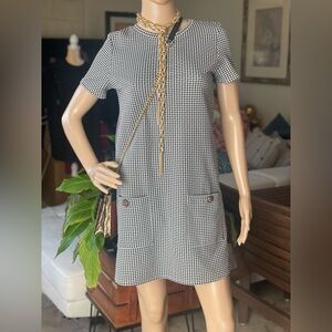Zara Black and White Houndstooth Mini Dress